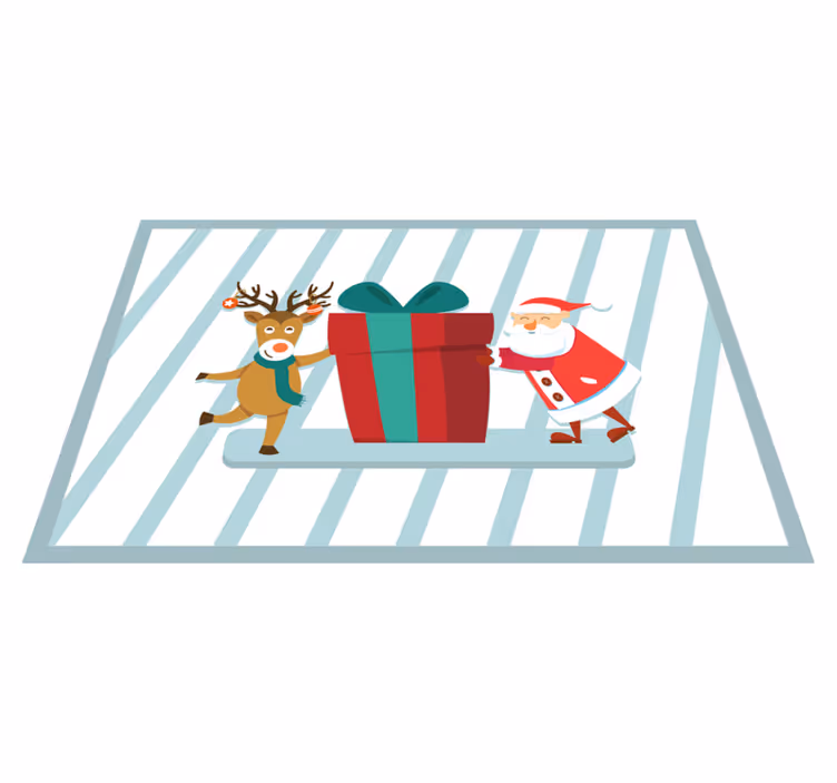 クリスマス ランチョン マット サンタとトナカイのギフト - TENSTICKERS