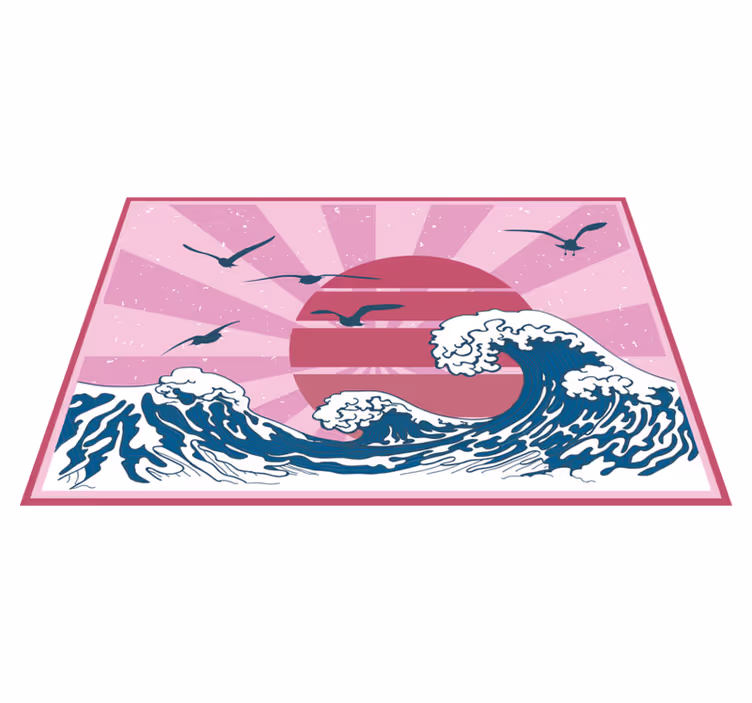 テーブル クロス モダン 波と太陽 - TENSTICKERS