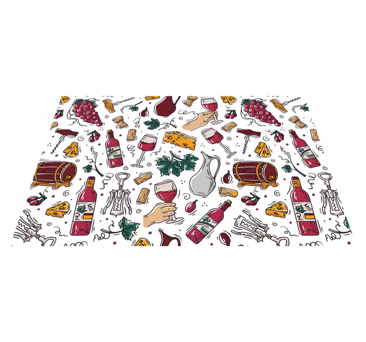 オリジナル ランチョンマット ワインとチーズのテーマ - TENSTICKERS