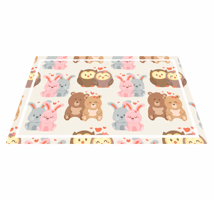 ランチョンマット 子供 可愛い動物カップル - TENSTICKERS