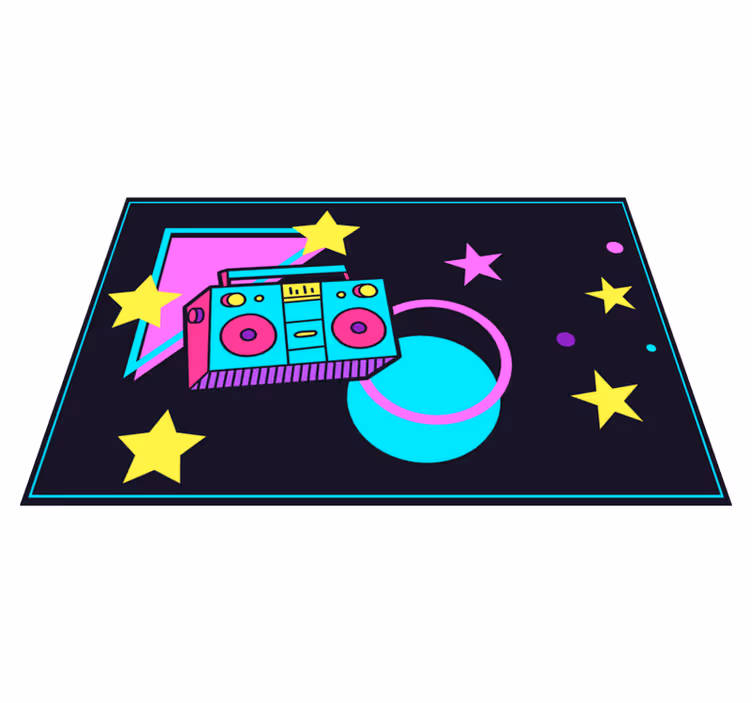 オリジナル ランチョンマット カラフル レトロ ブームボックス - TENSTICKERS