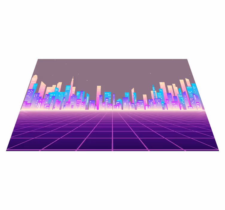 80年代のヴェイパーウェイヴ未来都市オリジナルランチョンマット - TENSTICKERS