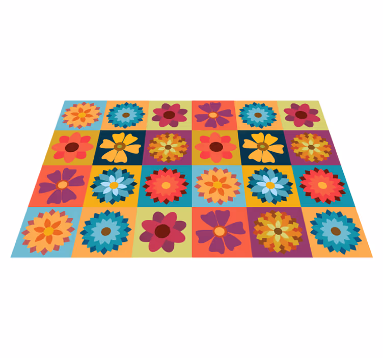テーブル クロス モダン 色付きの花のタイル - TENSTICKERS