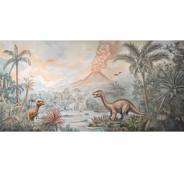 子供の寝室 壁画 ジュラ紀の風景 - TENSTICKERS