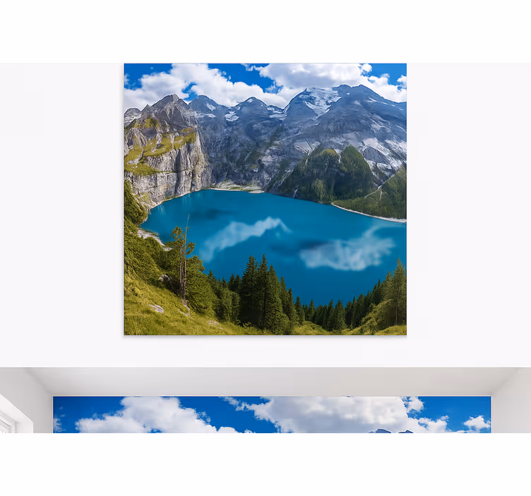 山 壁画 黄金の夕日の山々 - TENSTICKERS