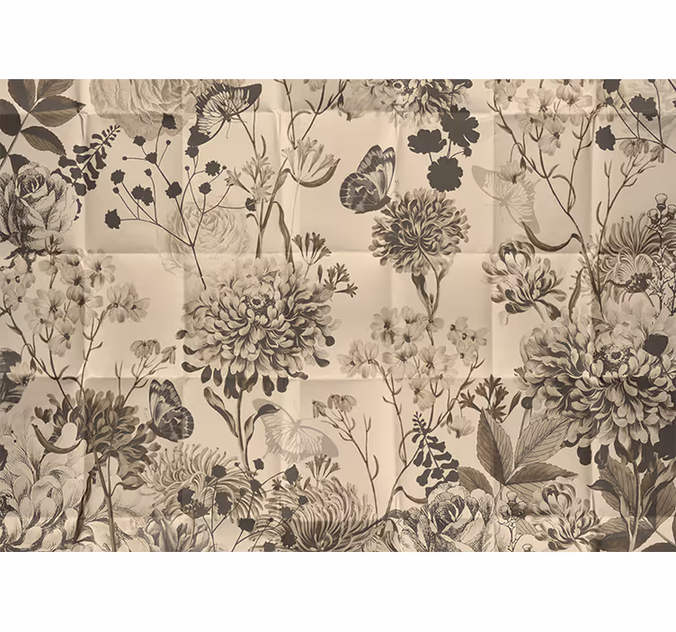 主寝室 壁画 ベージュの花柄デザイン - TENSTICKERS