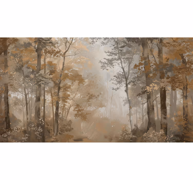 森の壁の壁画琥珀の秋の森 - TENSTICKERS