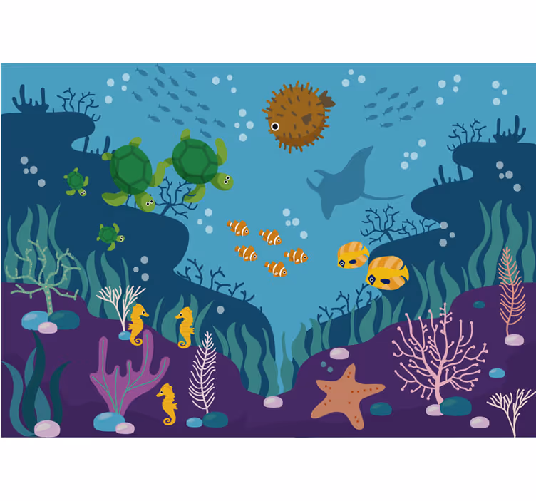 海の壁の壁画の魚 - TENSTICKERS