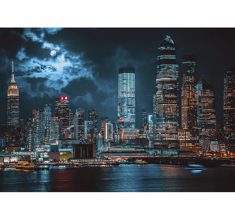 ニューヨークの壁の壁画で曇りの夜 - TENSTICKERS