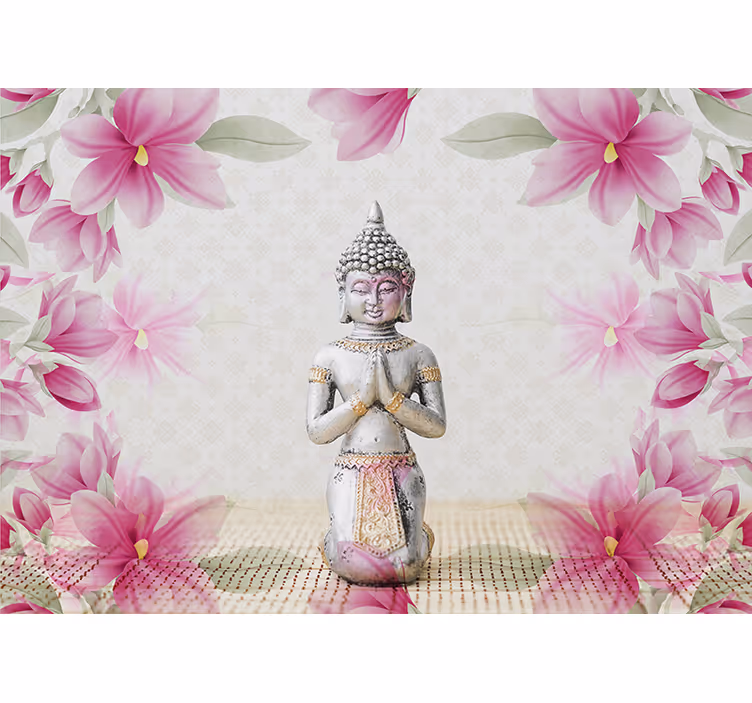 禅 壁画 穏やかな仏陀の花 - TENSTICKERS