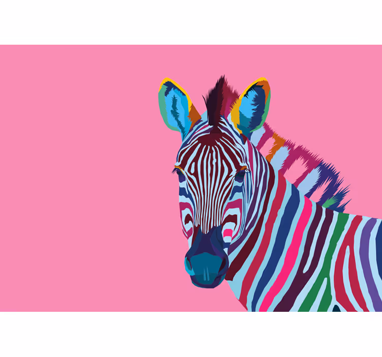 ゼブラポップアート動物の壁の壁画 - TENSTICKERS