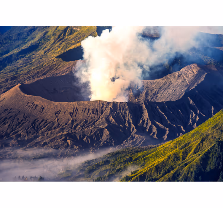 山 壁画 雄大な火山の噴火 - TENSTICKERS