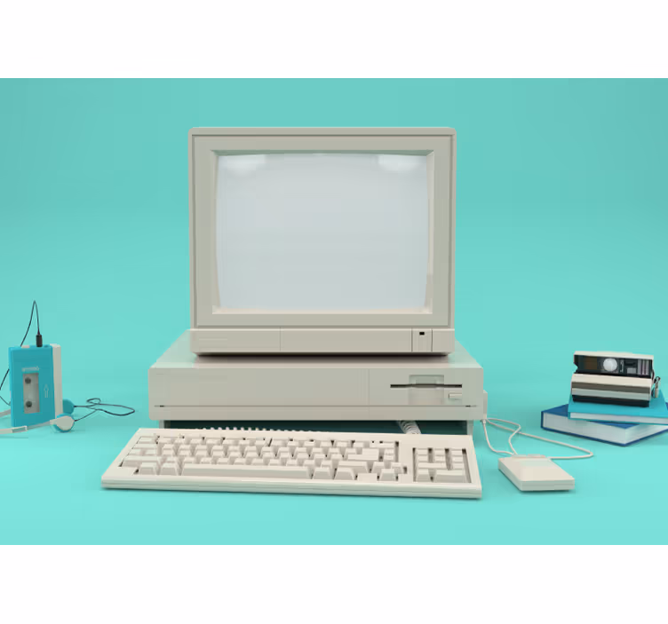 古いpcのヴィンテージの壁の壁画 - TENSTICKERS