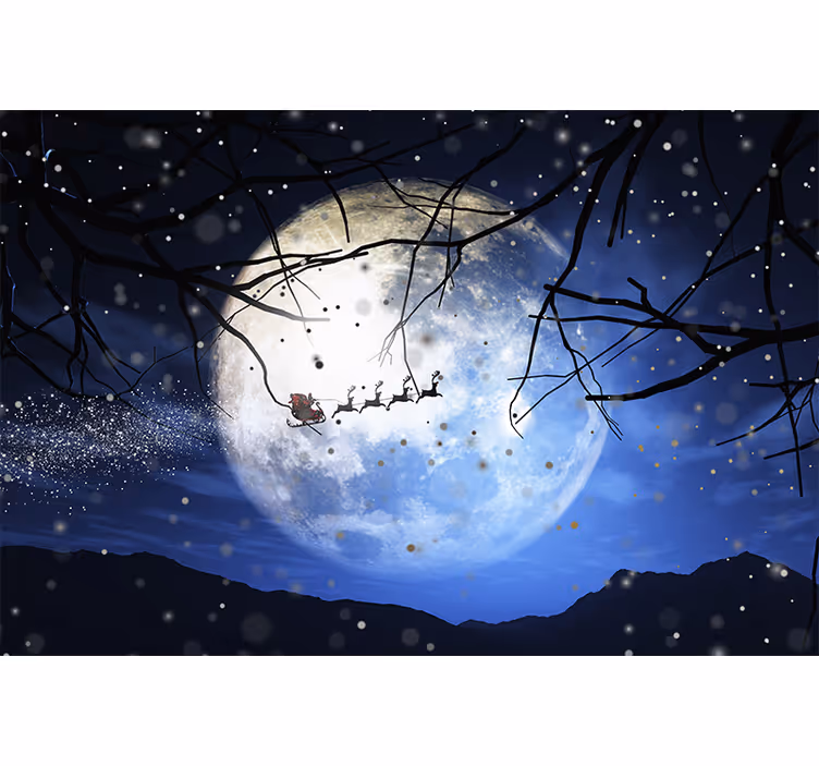 サンタクロースとそりのクリスマスの壁の壁画 - TENSTICKERS