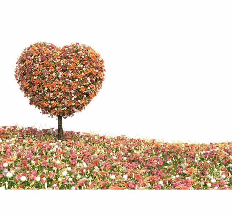花 柄 壁画 ハート型の花の木 - TENSTICKERS