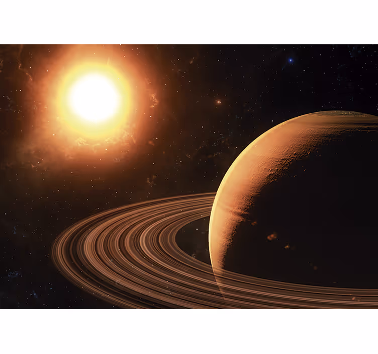 3d宇宙空間と土星3d壁画 - TENSTICKERS
