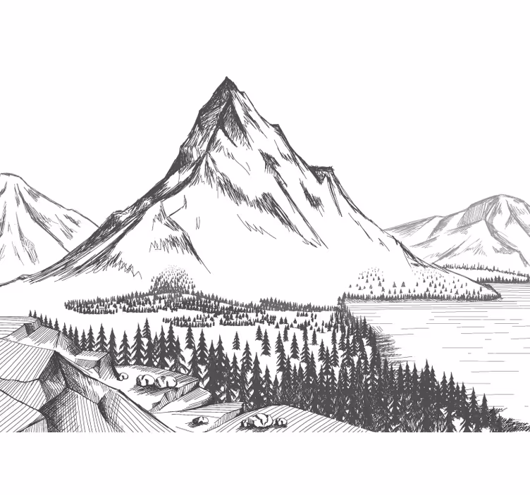山 壁画 壮大な山の風景 - TENSTICKERS
