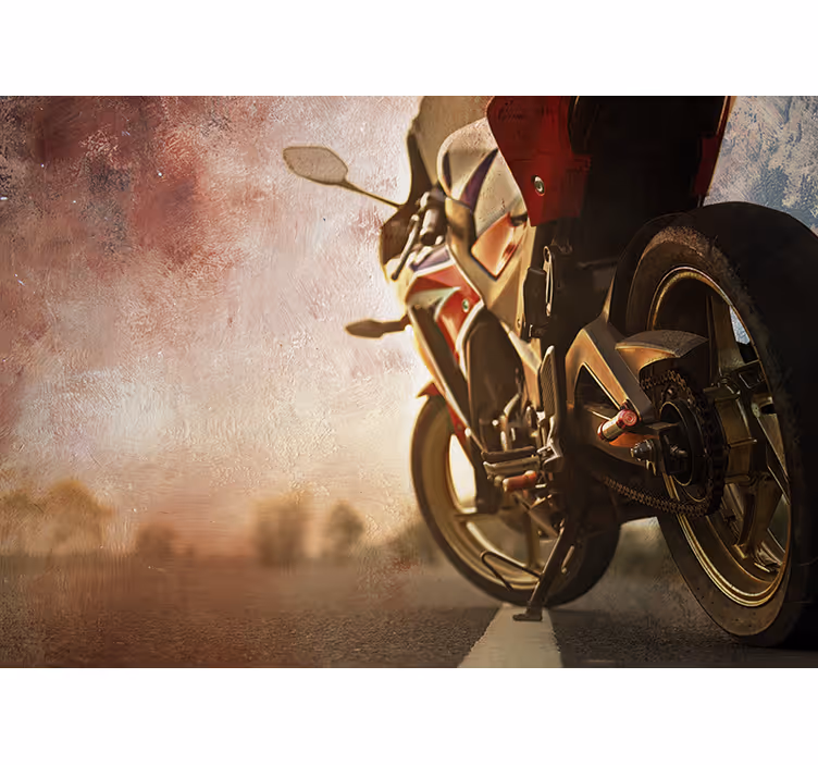 車 壁画 バイクの道路の景色 - TENSTICKERS