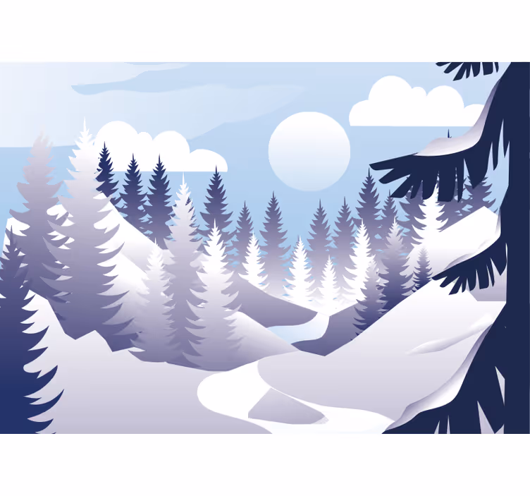 風景壁壁画 冬の森の風景 - TENSTICKERS