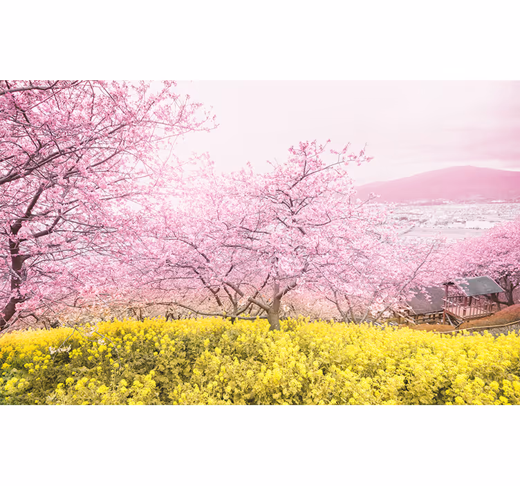 花 柄 壁画 桜の静けさ - TENSTICKERS