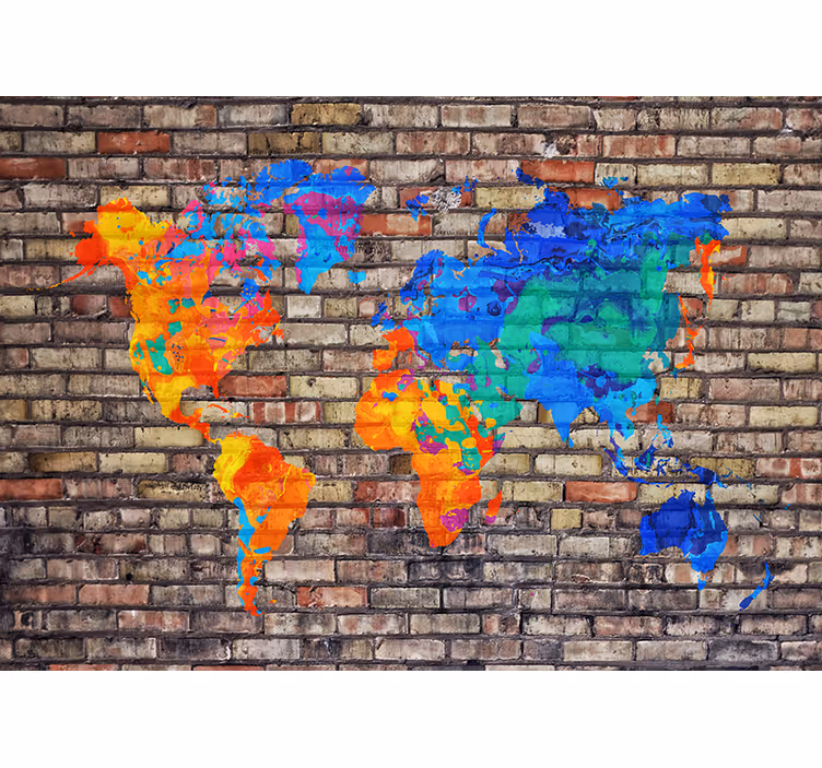 世界 壁画 カラフルな地図 - TENSTICKERS