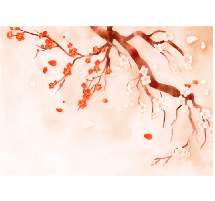 花 柄 壁画 桜の枝 - TENSTICKERS