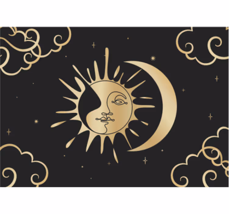 太陽と月のモチーフのファンタジーの壁の壁画 - TENSTICKERS