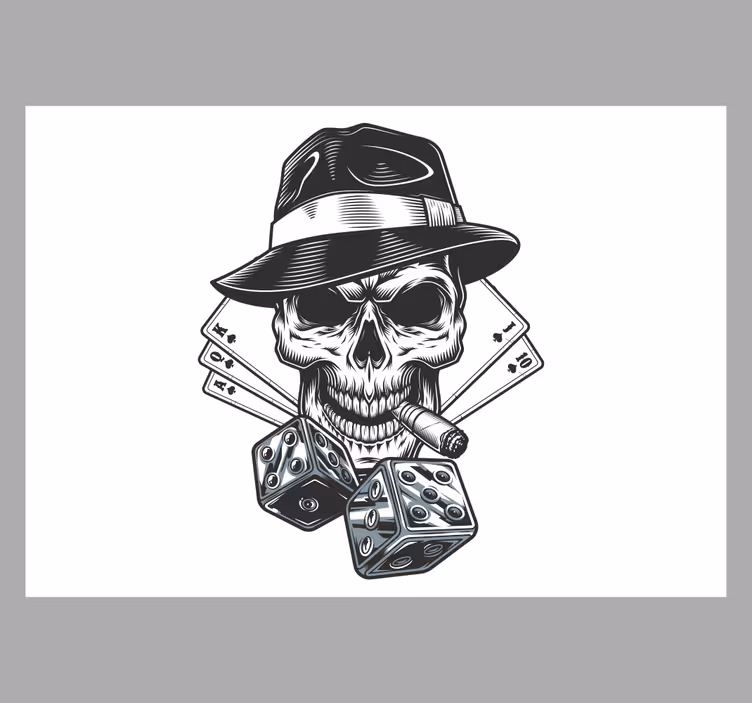 音楽 壁の壁画 骸骨とサイコロ - TENSTICKERS