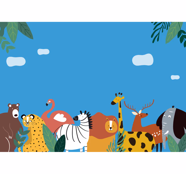 動物 壁画 カラフルな動物のパレード - TENSTICKERS