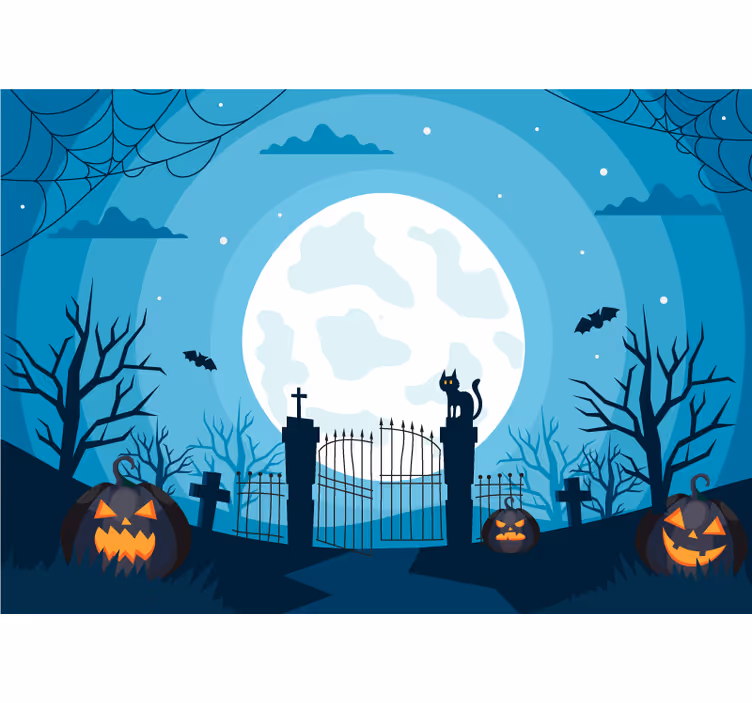 ハロウィーン 壁画 幽霊の出る墓地のシーン - TENSTICKERS