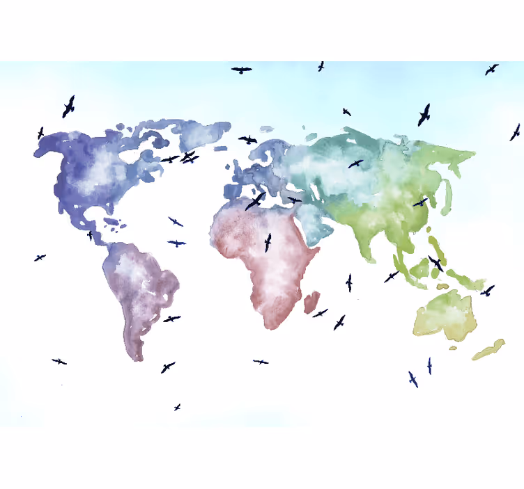 世界 壁画 カラフルな世界地図 - TENSTICKERS