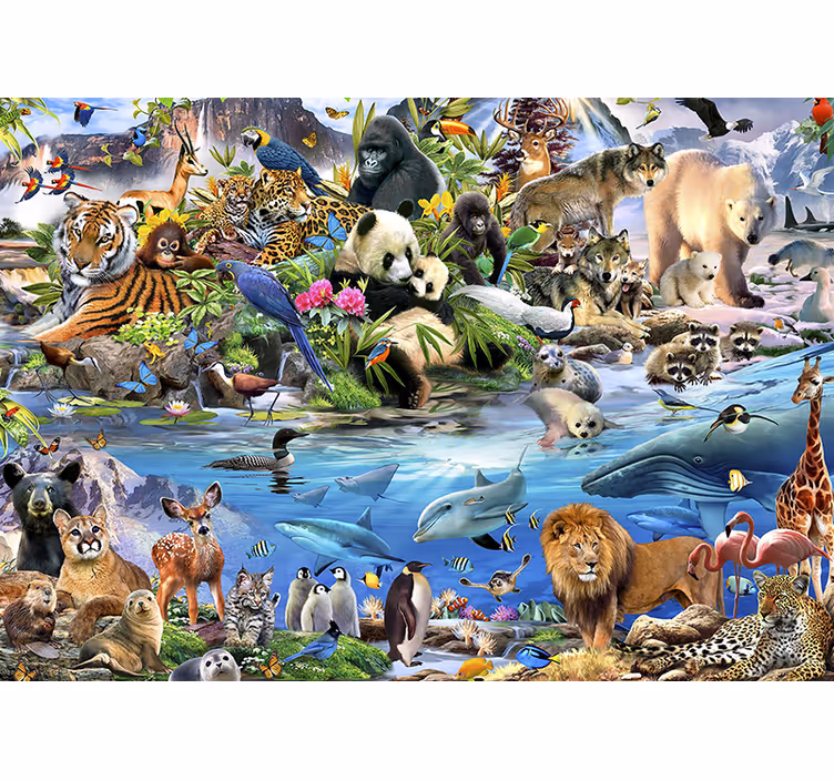 あらゆる種類の動物の壁画 - TENSTICKERS