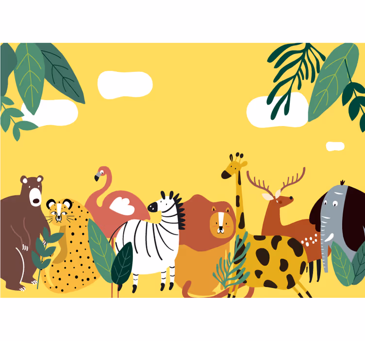 さまざまな野生種の動物の壁の壁画 - TENSTICKERS