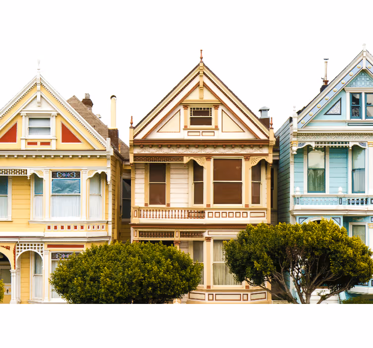 サンフランシスコのヴィンテージ住宅の壁画 - TENSTICKERS