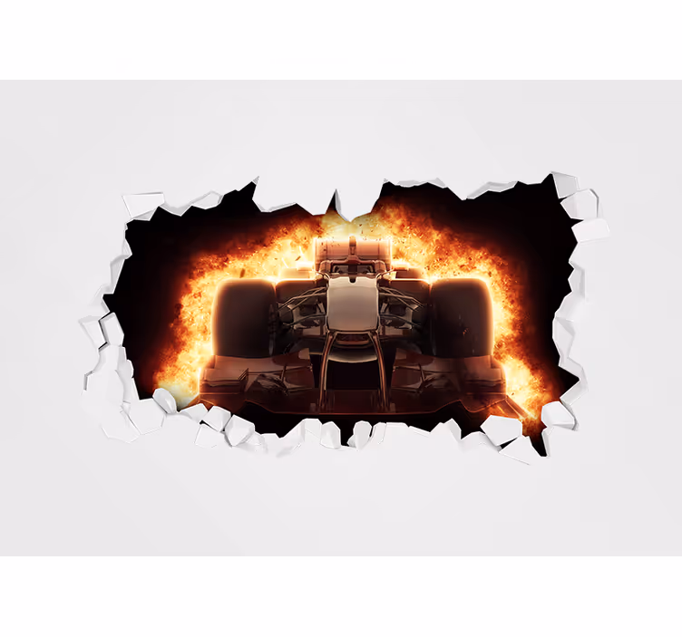車 壁画 レーシングカーの爆発 - TENSTICKERS