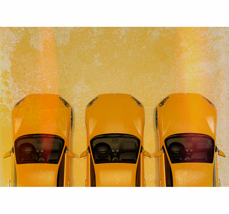 車 壁画 黄色のスポーツカー - TENSTICKERS