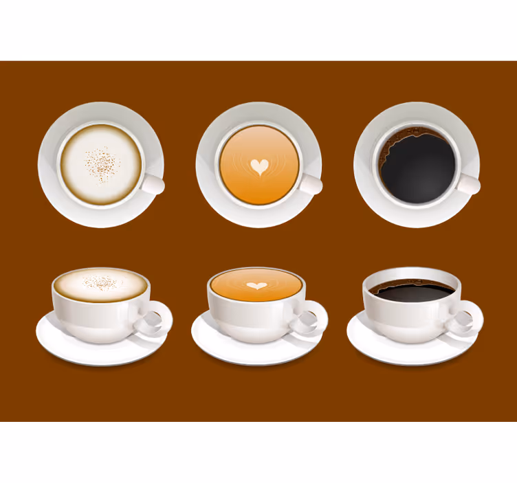 フレーズ壁画 コーヒーカップのデザイン - TENSTICKERS
