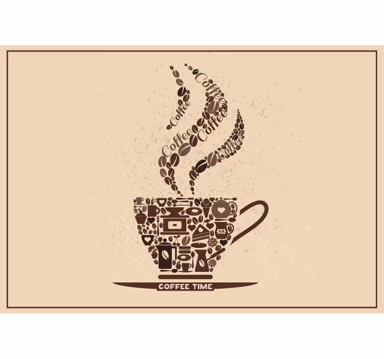 アイコンの壁の壁画のコーヒータイムマグ - TENSTICKERS