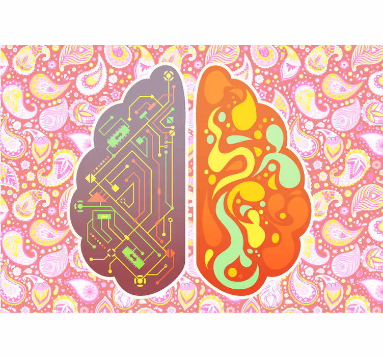 抽象的な壁の壁画 脳の回路パターン - TENSTICKERS