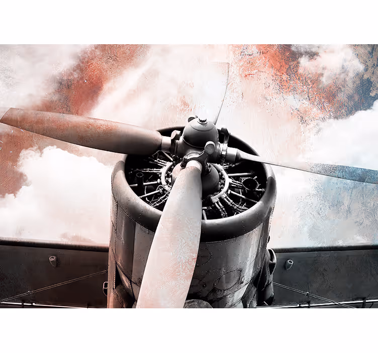 車 壁画 ヴィンテージ航空機プロペラ - TENSTICKERS
