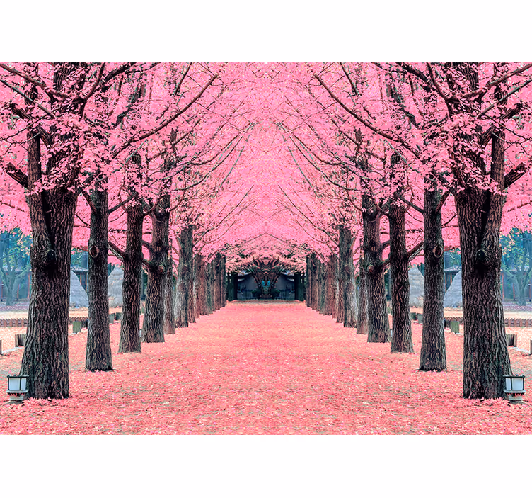 花 柄 壁画 桜並木 - TENSTICKERS