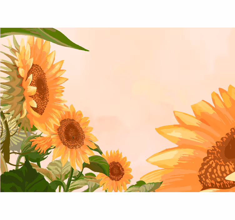 花 柄 壁画 ひまわりの花 - TENSTICKERS