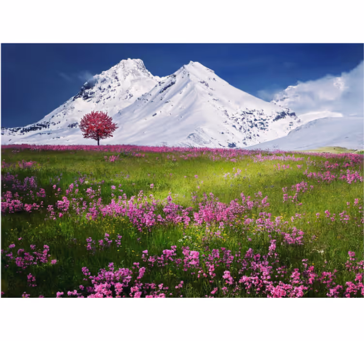 風景壁壁画山の草原の眺め - TENSTICKERS