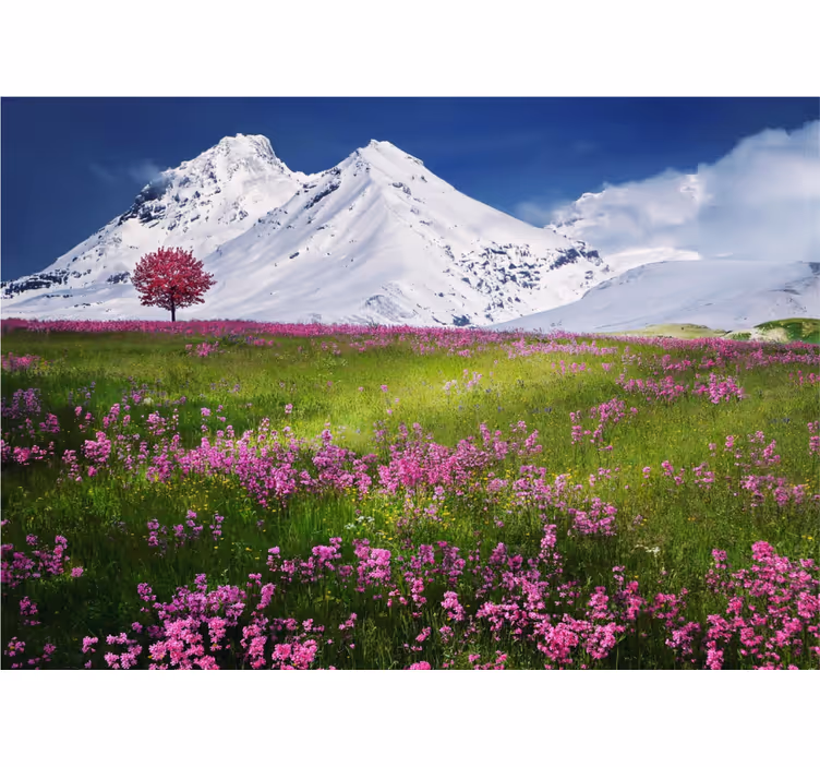 花のノルウェーのベッド自然壁壁画 - TENSTICKERS