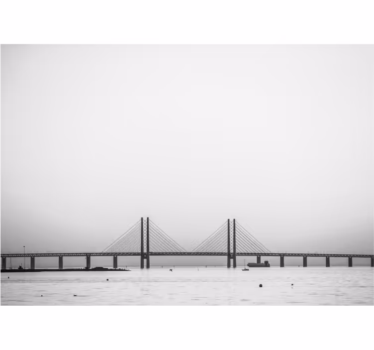 都市と国の壁の壁画水の上の橋 - TENSTICKERS