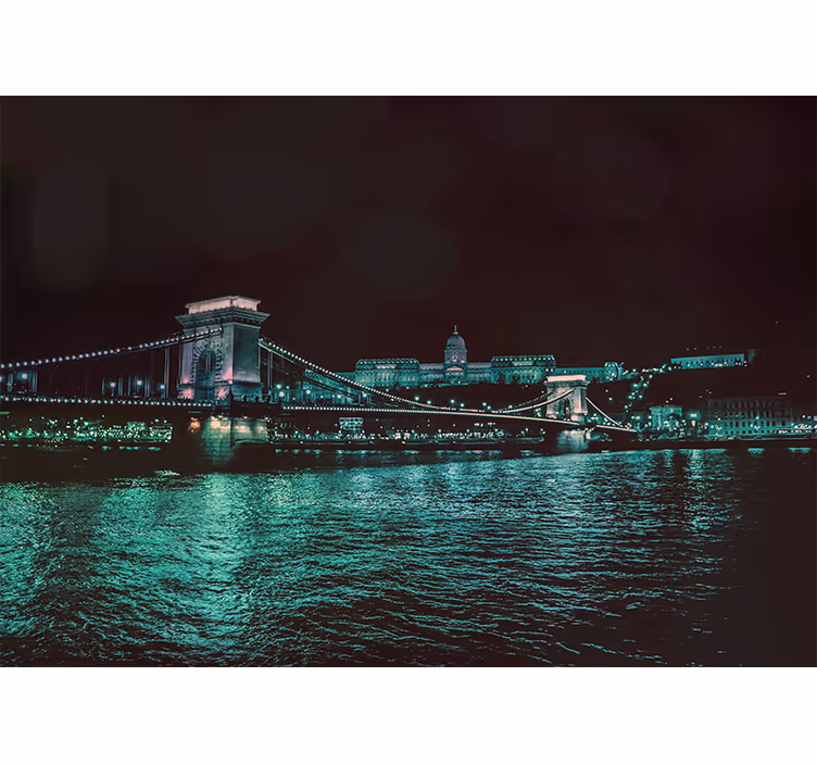 都市と国の壁の壁画チェーンブリッジ夜景 - TENSTICKERS