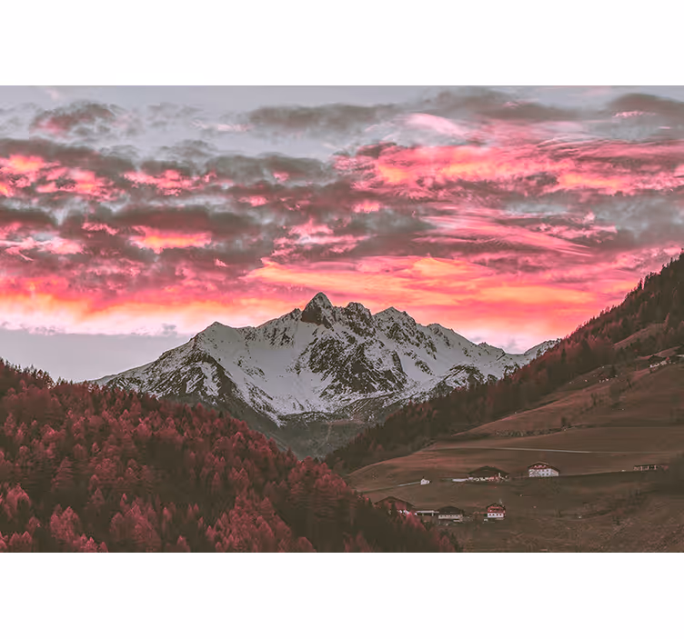 山 壁画 美しい山の夕日 - TENSTICKERS