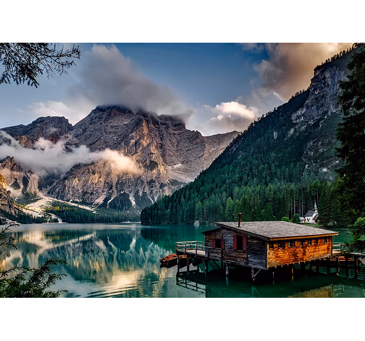 風景壁壁画山湖の逃避 - TENSTICKERS