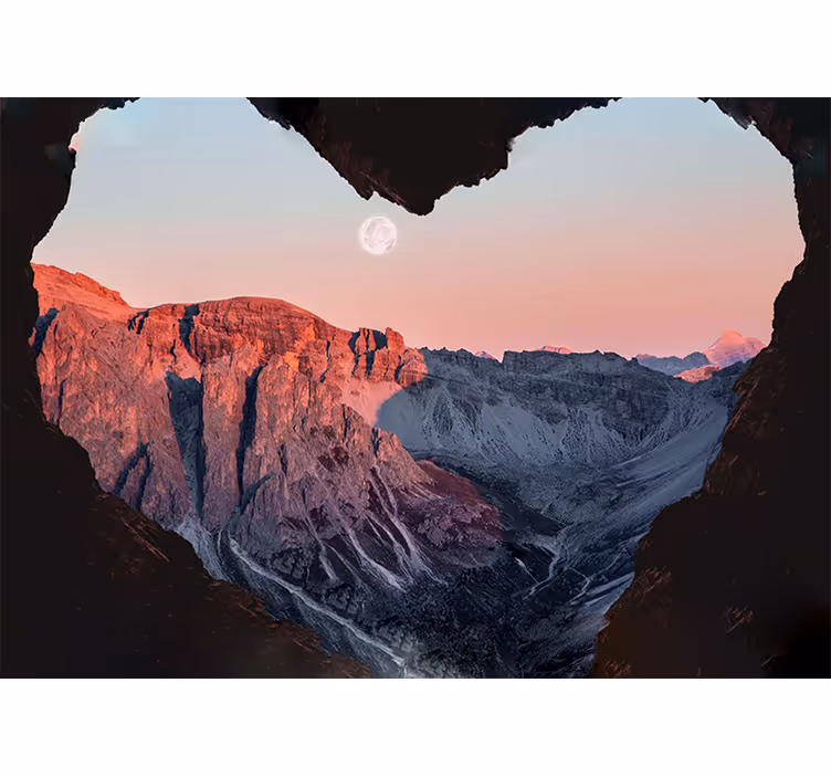 自然 壁画 ハート型の山の風景 - TENSTICKERS