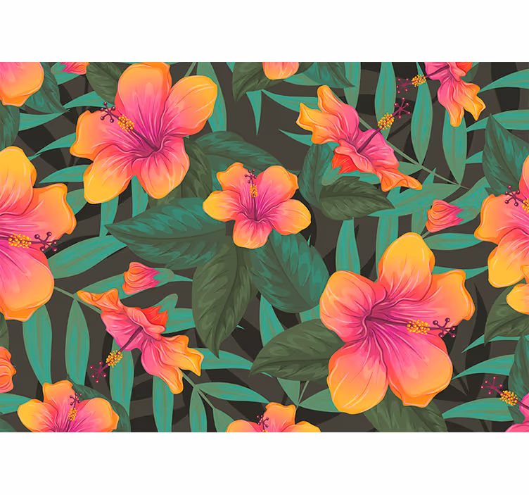 花 柄 壁画 鮮やかなハイビスカスの花 - TENSTICKERS